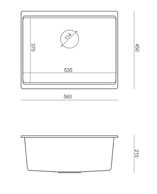 Quadri Newport II évier sous-plan en granit beige 560x450mm avec bouchon doré et chapeau de vidange 1208971765