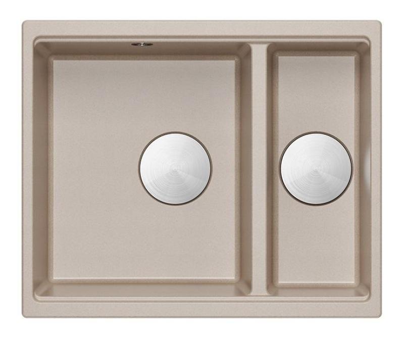 Quadri Newport II beige 1,5 évier en granit à poser et à encastrer 555x460mm avec bouchon en inox 1208971769