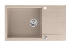 Quadri Luton beige granit grand évier encastré avec égouttoir réversible 86x50cm avec bouchon en acier inoxydable 1208971775
