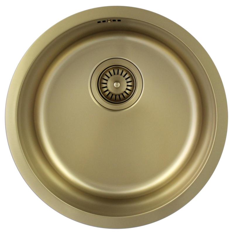 Pure.Sink Rondo Doré Évier rond à encastrer, sous-comptoir et en saillie 38 cm PRN38-60