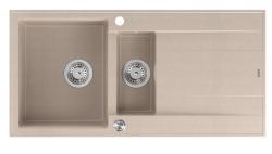 Quadri Luton perle beige granit montage 1,5 évier avec égouttoir réversible 100x50cm avec bouchon en acier inoxydable 1208971794