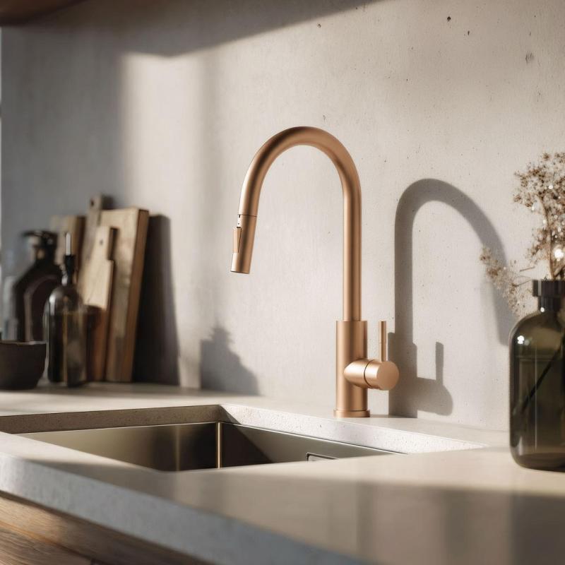 Pure.Sink Elite Steel Stream-S robinet de cuisine en cuivre PVD avec bec extractible PS8045-62