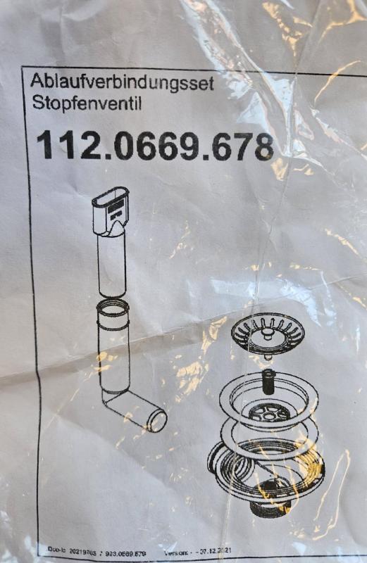 Franke Kit d'évacuation en acier inoxydable Sirius, 1 bac, 1 trop-plein central 112.0669.678
