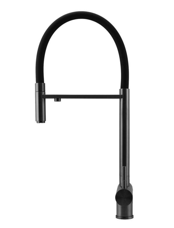 Pure.Sink Elite Steel Flex 3-voie PVD gun metal robinet de cuisine avec sortie flexible et Eau Filtrée PS8110-61