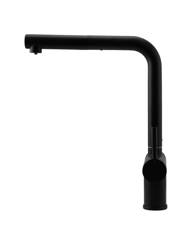 Pure.Sink Elite Steel Clear-S Mat noir Robinet de cuisine 3 voies avec Bec Extractible et Eau Filtrée PS8120-10