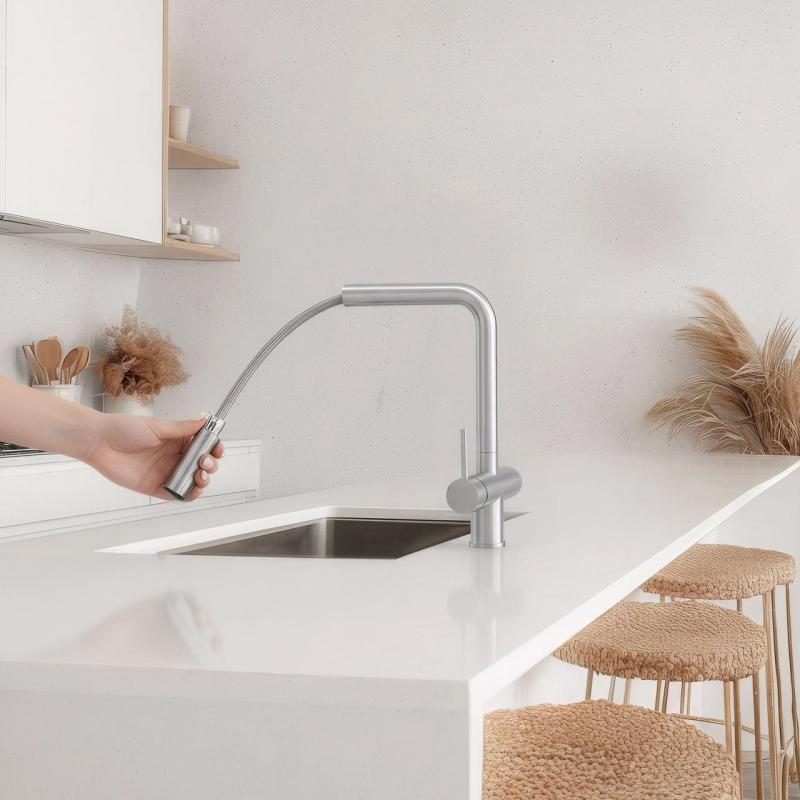 Pure.Sink Elite Steel Clear-S PVD gun metal 3-voie Robinet de cuisine avec Bec Rétractable et Eau Filtrée PS8120-61