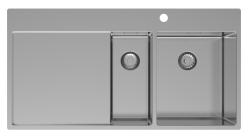 Pure.Sink Exclusivo Évier en acier inoxydable 1,5  avec égouttoir 100 x 52 cm Robinet à levier droit PEX3418100RT-02