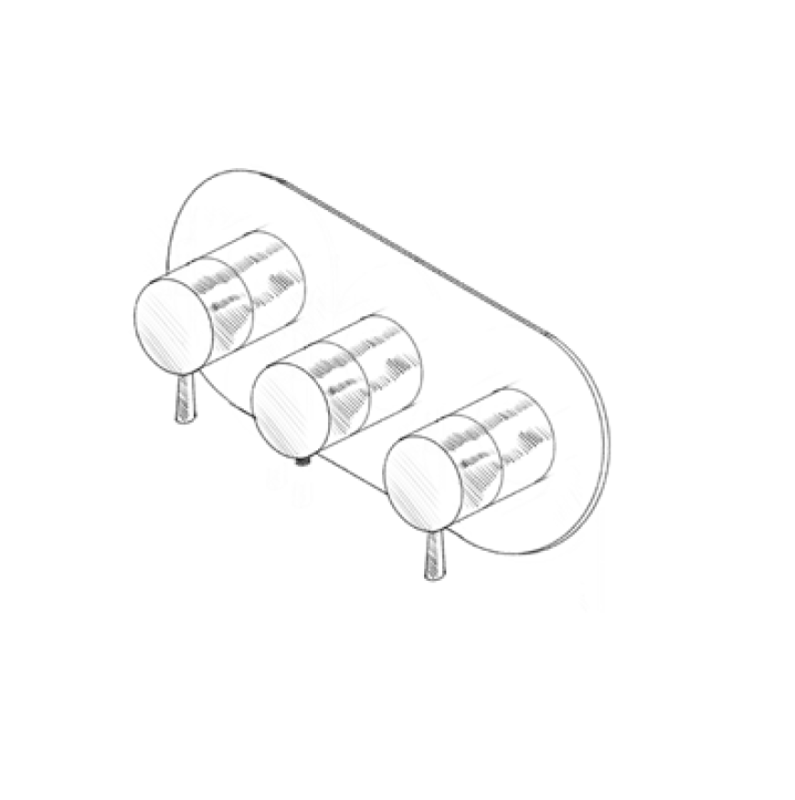 MURO TUA Mitigeur thermostatique encastré pour douche avec 2 robinets d'arrêt chromés M1.B34T.S.CR