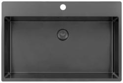 Pure.Sink Exclusivo Gun metal Grand évier 75 x 40 cm Robinet à bec avec trou pour robinet PEX7540T-61