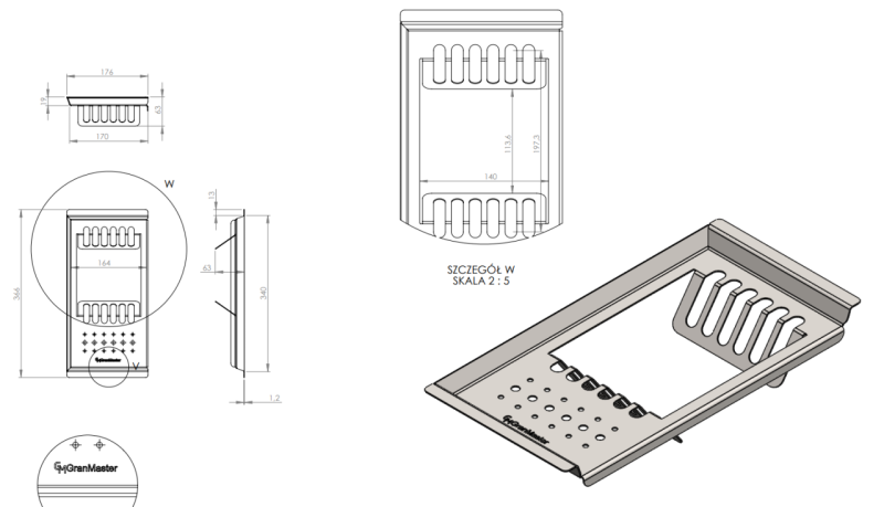 Massimo Accessoire Plateau Noir Mat 366x176x63mm
