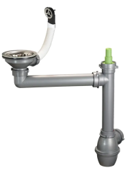 Ausmann Kit d'évacuation en acier inoxydable avec trop-plein rond, siphon inclus, pour évier simple 1208972186