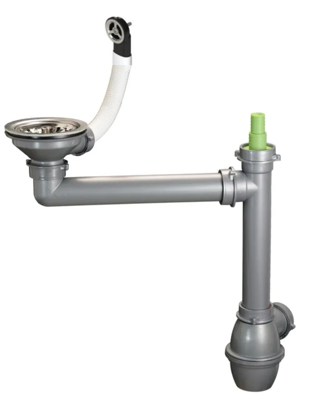 Ausmann Kit d'évacuation en acier inoxydable avec trop-plein rond, siphon inclus, pour évier simple 1208972186