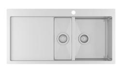 OUTLET Ausmann Oder Blue 1.5 évier en inox 100x51cm à fleur de plan et en surface avec égouttoir 1208957127