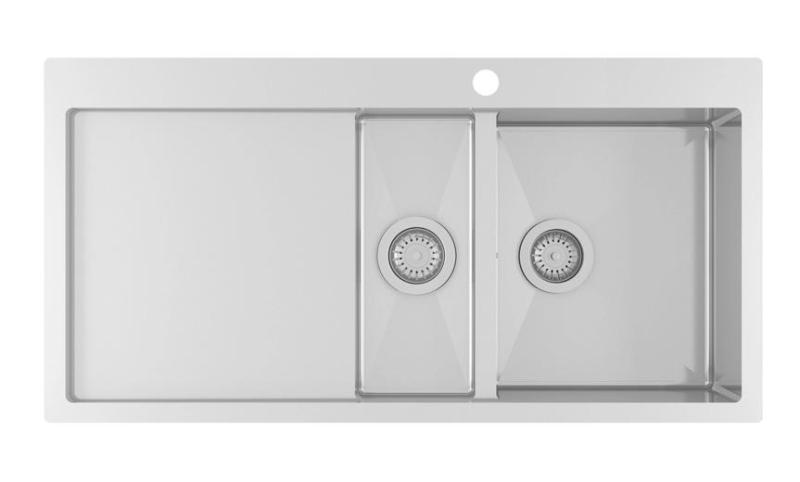 OUTLET Ausmann Oder Blue 1.5 évier en inox 100x51cm à fleur de plan et en surface avec égouttoir 1208957127
