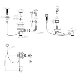 Pure.Sink Universal Kit d'évacuation en acier inoxydable comprenant un presse-bouton avec bouchon, ainsi qu'un trop-plein rectangulaire et rond WSTAUT-02