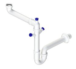 Pure.Sink Universal Siphon évier peu encombrant pour cuisine avec 2 raccords pour lave-vaisselle WSTSSI-32