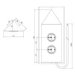 Indux Corner Colonne d'alimentation avec 2 prises Penaarde Hoek Noir 1208972285