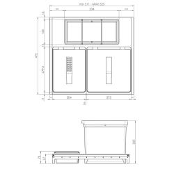 Indux Sort Système de tri des déchets double Commande manuelle pour tiroirs coulissants 1208972319