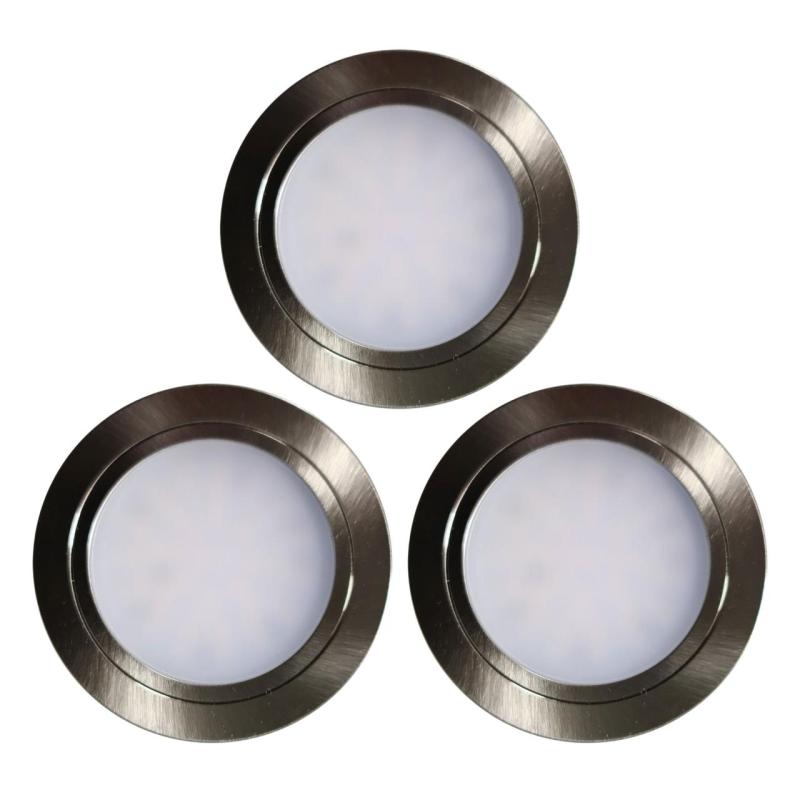 Indux Luma Petit ensemble de spots LED encastrables pour cuisine, 3 spots avec driver LED, aspect inox 1208972372