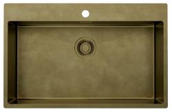 Pure.Sink Luxion Grand évier PVD antique en bronze 78 x 50 cm Tapwing avec banc de robinetterie et étagère inférieure PLX7850T-64