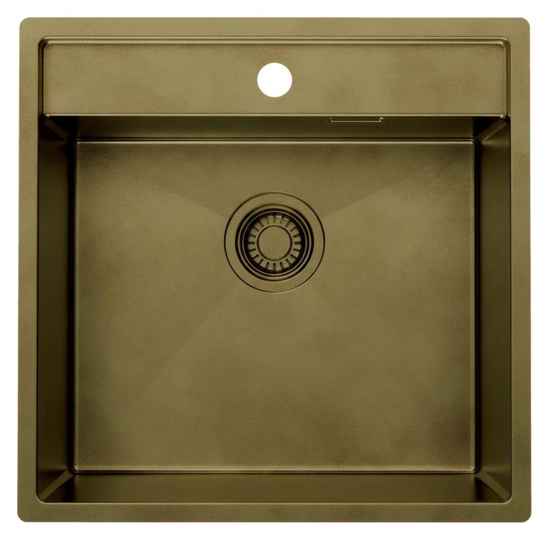 Pure.Sink Luxion PVD Évier antique en bronze 51 x 50 cm Tapwing avec banc de robinetterie et grille de fond PLX5150T-64