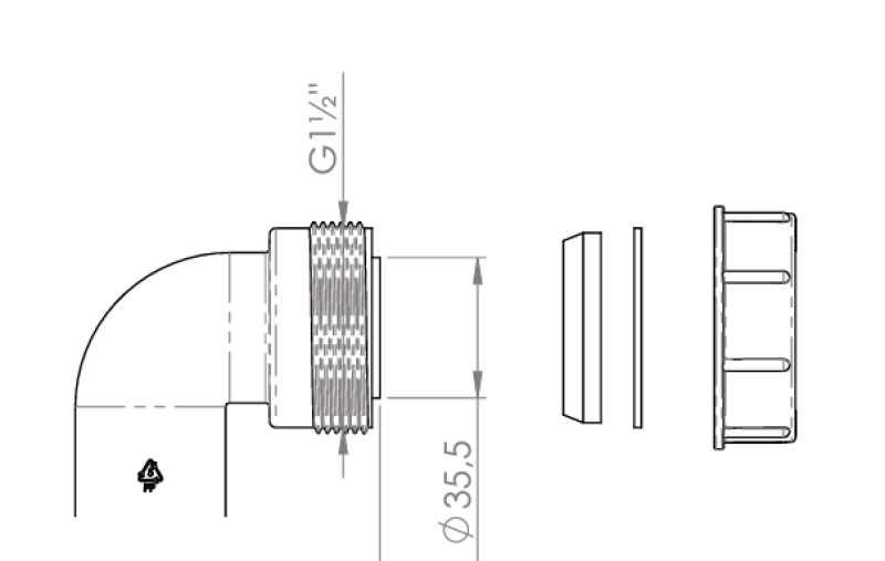 Pure.Sink Kit coude siphon UK avec écrou et joints 40 mm WSTSUK-32