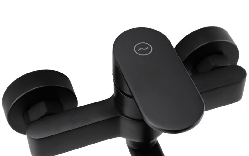 Aquanello Casa Robinet mural de cuisine à levier unique noir avec bec de 20 cm BL-1420-CS