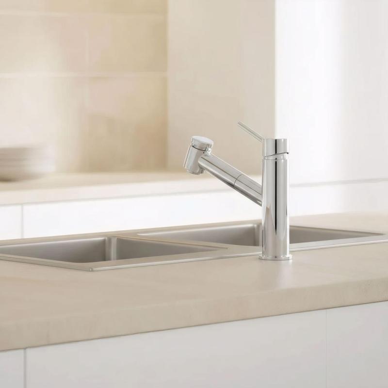 Aquanello Voss Mitigeur de cuisine chromé avec bec extractible et fonction douchette CR-7200-VS