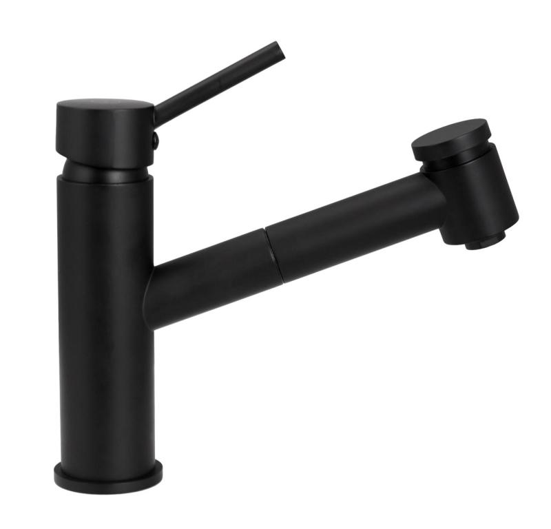 Aquanello Voss Mitigeur de cuisine noir avec bec extractible et fonction douchette BL-7200-VS