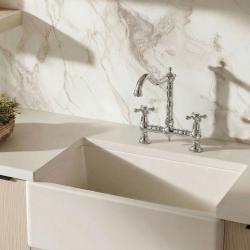 Aquanello Heritage Ascot Robinet de cuisine classique de style rétro, chromé, avec poignées en croix CR-4001-HA