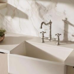 Aquanello Heritage Ascot Robinet de cuisine classique de style rétro en acier inoxydable avec poignées en croix NB-0011-HM