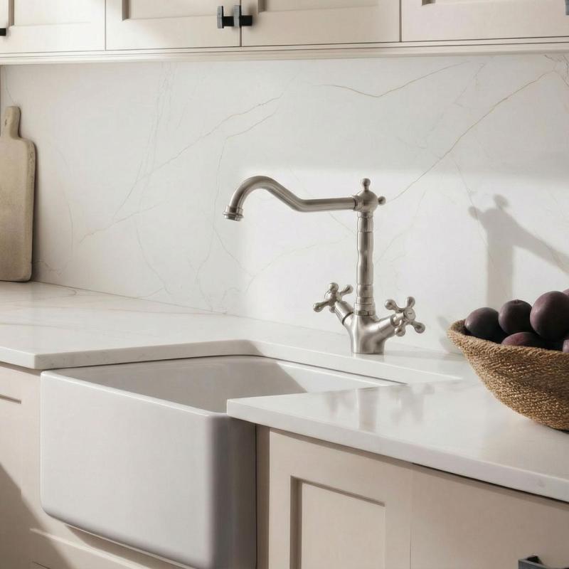 Aquanello Heritage Ascot Robinet de cuisine classique et nostalgique en acier inoxydable avec bec coudé NB-4002-HA