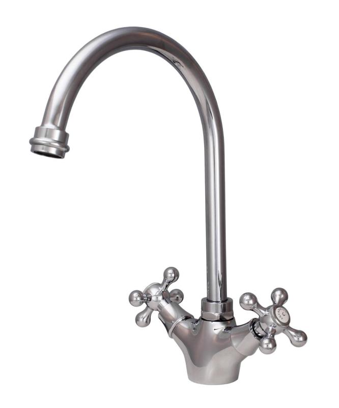 Aquanello Heritage Ascot Robinet de cuisine classique et nostalgique en chrome avec bec rond CR-4003-HA