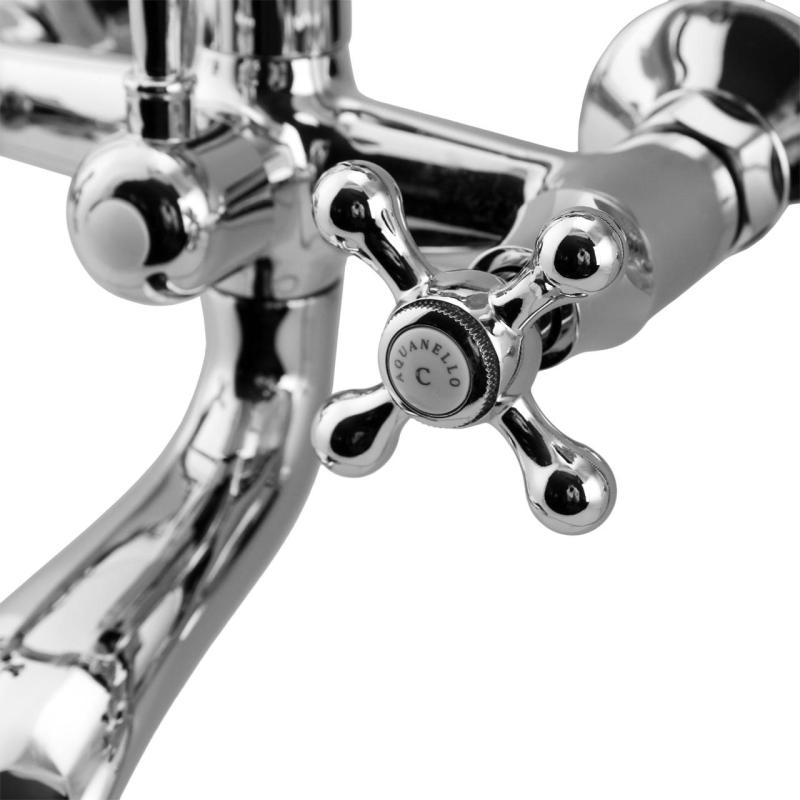 Aquanello Heritage Ascot Mitigeur de baignoire classique avec boutons étoile chromés, douchette à main incluse CR-3002-HA