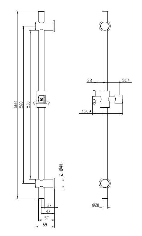 Aquanello Heritage Collection Barre de douche classique 668 mm Bronze BN-9004-HC
