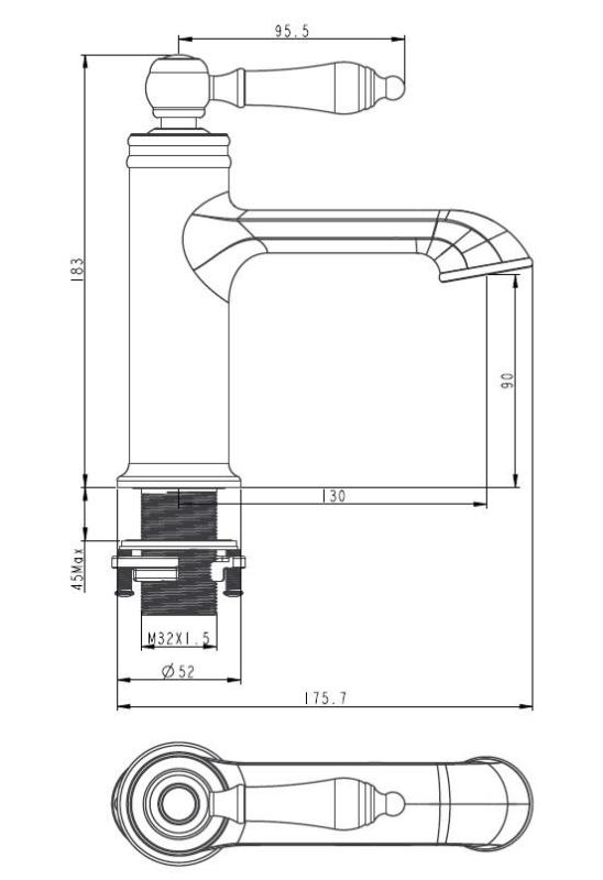 Aquanello Heritage Manor Mitigeur lavabo classique nostalgique Chrome CR-1001-HM