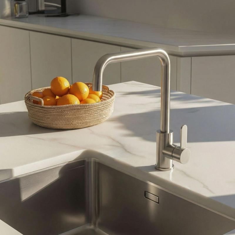 Aquanello Forma Mitigeur de cuisine monobloc massif en acier inoxydable SS-1001-FM
