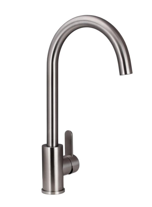 Aquanello Forma Mitigeur de cuisine monobloc massif en acier inoxydable Bec rond SS-1002-FM