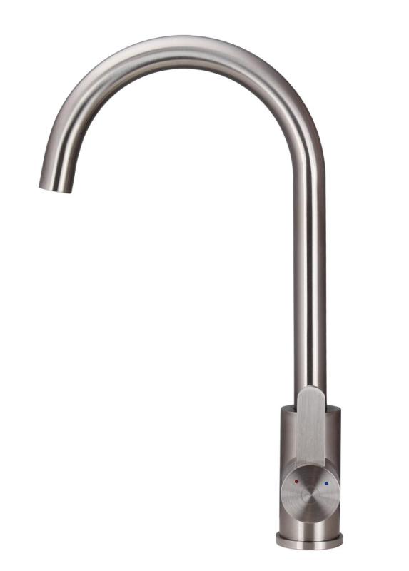 Aquanello Forma Mitigeur de cuisine monobloc massif en acier inoxydable Bec rond SS-1002-FM