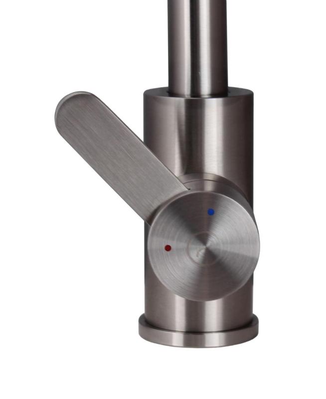 Aquanello Forma Mitigeur de cuisine monobloc massif en acier inoxydable Bec rond SS-1002-FM