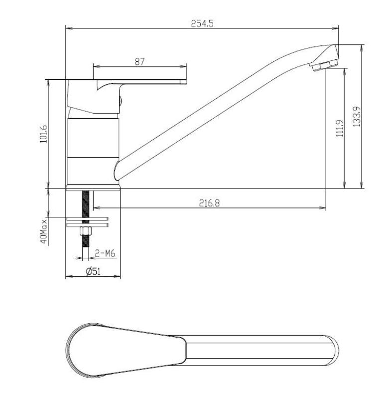 Aquanello Casa Robinet de cuisine à levier unique, noir BL-1203-CS