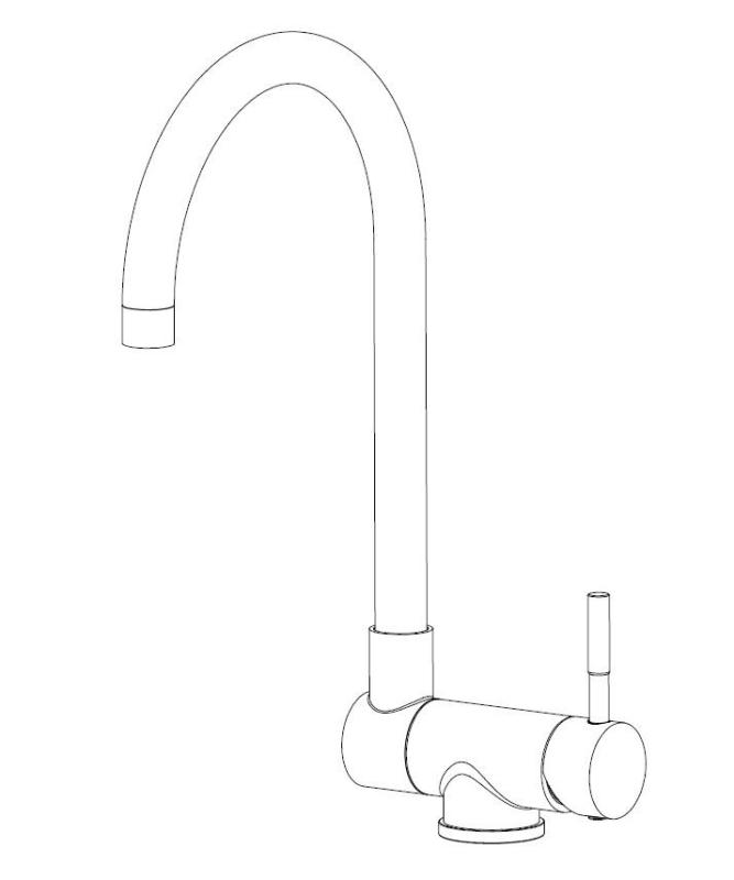 Aquanello Forma Robinet de cuisine à bec rabattable en acier inoxydable massif SS-1012-FM