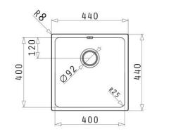 PM Lydia Évier en acier inoxydable 40 x 40 cm, à encastrer sous plan, à encastrer à fleur de plan ou à poser 1208972639