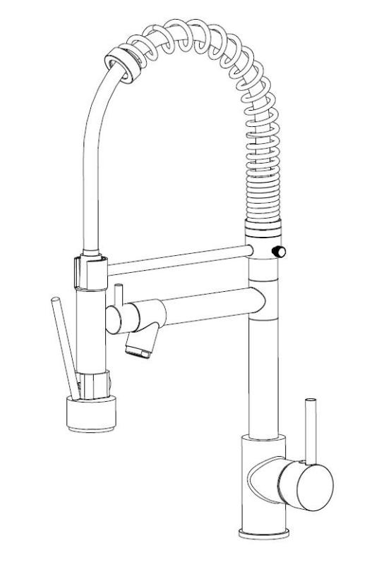 Aquanello Gastro Robinet de cuisine avec fonction de pulvérisation professionnelle, chrome CR-4402-GT