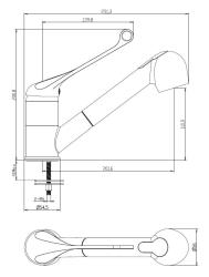 Aquanello Medic Mitigeur de cuisine à long levier et bec extractible, chrome CR-1006-MD