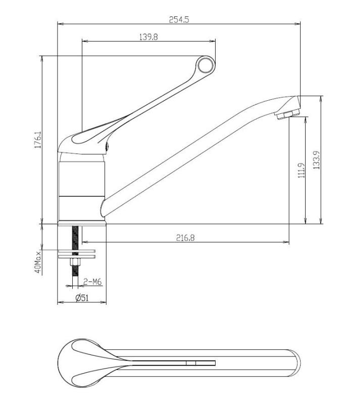 Aquanello Medic Mitigeur de cuisine à long levier  Chrome CR-1007-MD