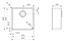 Reginox Ohio 40x40 évier moyen en acier inoxydable sous plan ou en surface B09H2LLU06GDS.9 1501