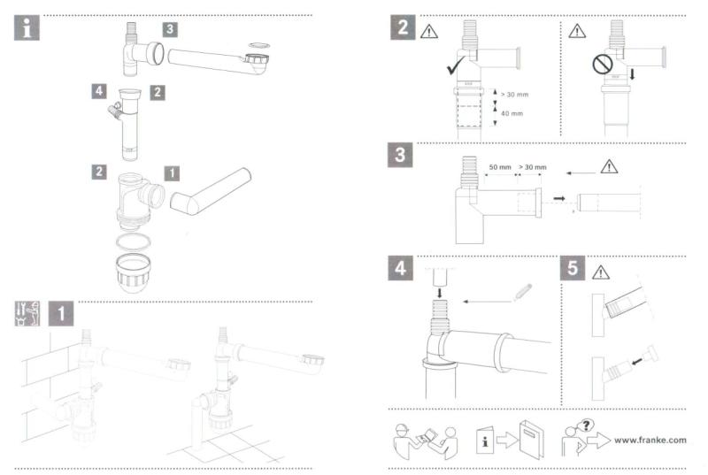 Franke Siphon peu encombrant avec raccordement pour lave-vaisselle Spazio 112.0551.361