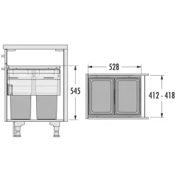 HAILO Euro Cargo waste bin 2 x 38 litres avec fermeture douce 2294