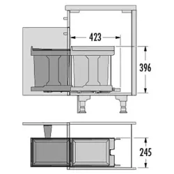 Hailo Solo poubelle encastrable dans un placard taille 40cm 2325